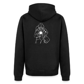 fire brigade - Unisex Premium Organic Zip Hoodie - black - Back - Nico (187cm)