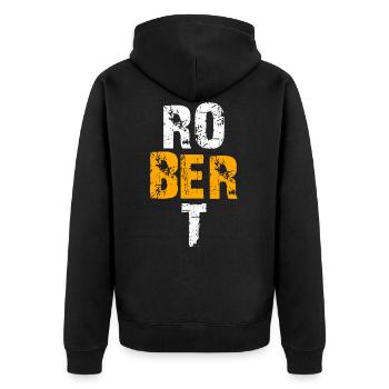 Robert - Unisex Premium Bio Zip Hoodie - Schwarz - Hinten - Nico (187cm)