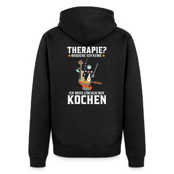 Ich muss nur kochen Koch Küche Kochchef Geschenk - Unisex Premium Bio Zip Hoodie - Schwarz - Hinten - Nico (187cm)