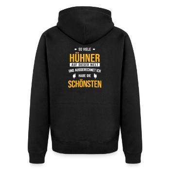 Geflügel Hahn Hühner - Unisex Premium Bio Zip Hoodie - Schwarz - Hinten - Nico (187cm)