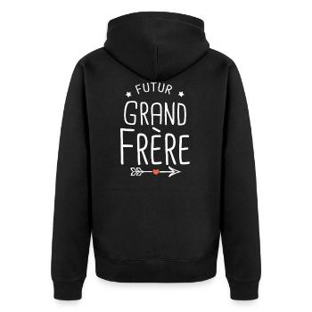 futur grand frère cadeau naissance grandfrère - Veste à capuche bio Premium Unisexe - noir - Dos - Nico (187cm)