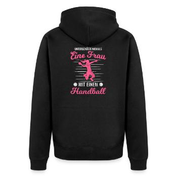 Sportart Handball Handballer - Unisex Premium Bio Zip Hoodie - Schwarz - Hinten - Nico (187cm)