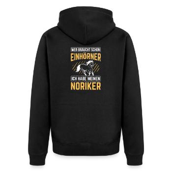 Noriker Pferd Pferde - Unisex Premium Bio Zip Hoodie - Schwarz - Hinten - Nico (187cm)