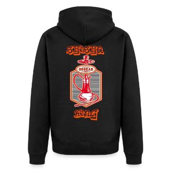 Shisha Hookah Shishabar heizen und rauchen - Unisex Premium Bio Zip Hoodie - Schwarz - Hinten - Nico (187cm)