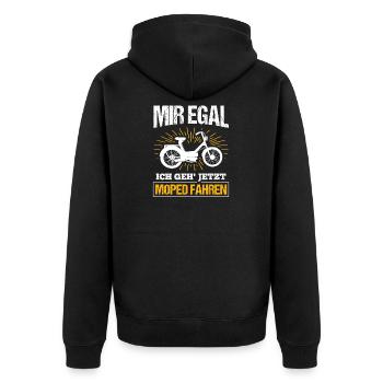 Geschenk Mofa Moped - Unisex Premium Bio Zip Hoodie - Schwarz - Hinten - Nico (187cm)