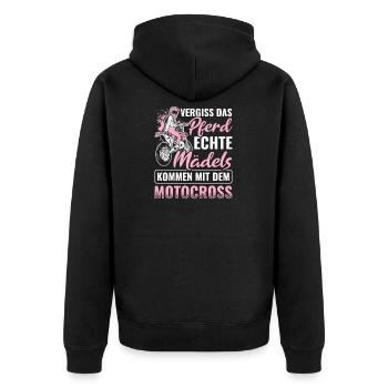 Motorrad Biker Motocross - Unisex Premium Bio Zip Hoodie - Schwarz - Hinten - Nico (187cm)