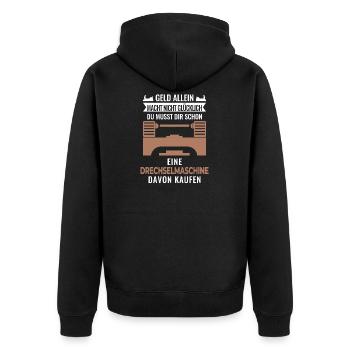 Drechseln - Unisex Premium Bio Zip Hoodie - Schwarz - Hinten - Nico (187cm)
