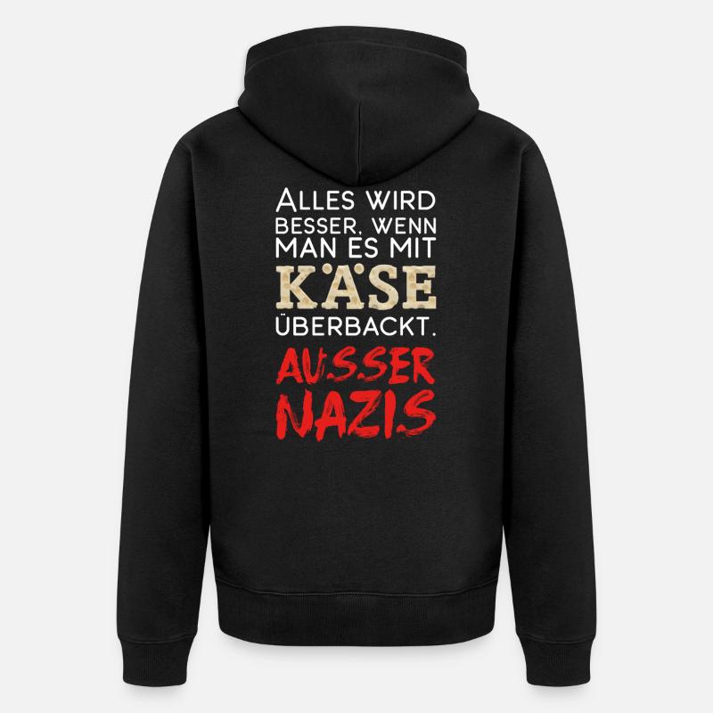 Mit Käse überbacken - Unisex Premium Bio Zip Hoodie - Schwarz