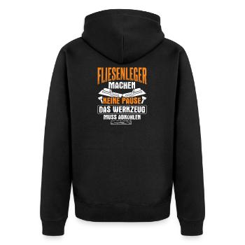 Fliesenleger Handwerker - Unisex Premium Bio Zip Hoodie - Schwarz - Hinten - Nico (187cm)