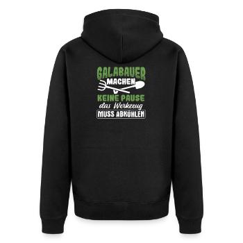 Galabau Gärtner - Unisex Premium Bio Zip Hoodie - Schwarz - Hinten - Nico (187cm)