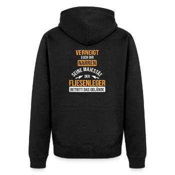 Fliesenleger Handwerker Fliesen - Unisex Premium Bio Zip Hoodie - Schwarz - Hinten - Nico (187cm)