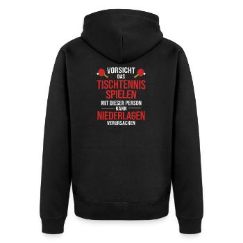 Geschenk Tischtennis Tischtennisschläger - Unisex Premium Bio Zip Hoodie - Schwarz - Hinten - Nico (187cm)