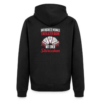 Akkordeon Musik - Unisex Premium Bio Zip Hoodie - Schwarz - Hinten - Nico (187cm)