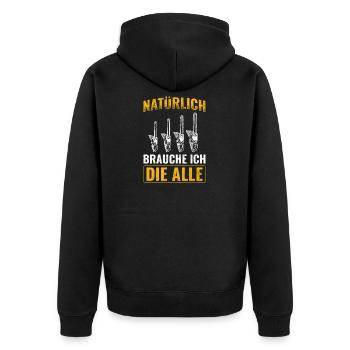 Kettensäge Geboren - Unisex Premium Bio Zip Hoodie - Schwarz - Hinten - Nico (187cm)