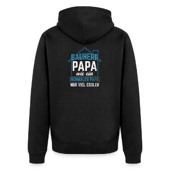 Bauherr Papa Viel Cooler Richtfest Hausbau Bauherr - Unisex Premium Bio Zip Hoodie - Schwarz - Hinten - Nico (187cm)