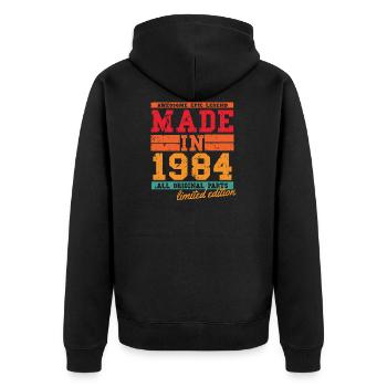1984 Geburtstag Vintage Spruch - Unisex Premium Bio Zip Hoodie - Schwarz - Hinten - Nico (187cm)