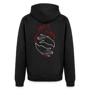 Love your heart red and white linework - Unisex Premium Organic Zip Hoodie - black - Back - Nico (187cm)
