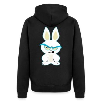 Lusiger White Rabbit, Funny Rabbit Shirt - Unisex Premium Organic Zip Hoodie - black - Back - Nico (187cm)