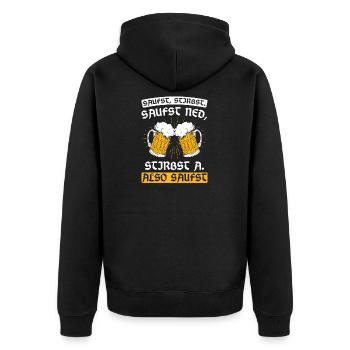 Bayern Dahoam Boarisch - Unisex Premium Bio Zip Hoodie - Schwarz - Hinten - Nico (187cm)