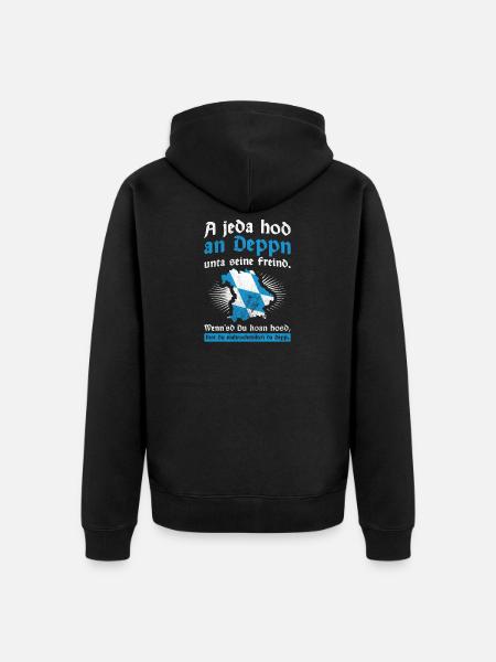 Jeda Hod Deppn unta Freind Bayrisch Freistaat - Unisex Premium Bio Zip Hoodie - Schwarz