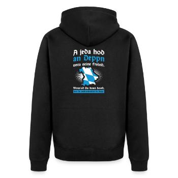 Bayern Dahoam Boarisch - Unisex Premium Bio Zip Hoodie - Schwarz - Hinten - Nico (187cm)