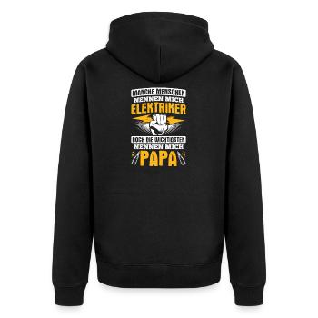 Elektriker Elektrik - Unisex Premium Bio Zip Hoodie - Schwarz - Hinten - Nico (187cm)