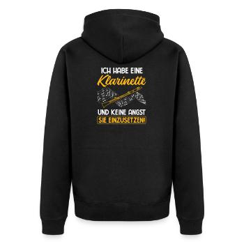 Klarinette Instrument Orchester - Unisex Premium Bio Zip Hoodie - Schwarz - Hinten - Nico (187cm)
