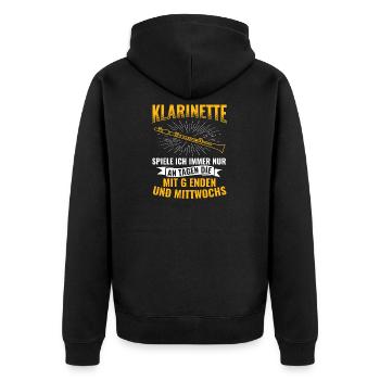 Klarinette Instrument Orchester - Unisex Premium Bio Zip Hoodie - Schwarz - Hinten - Nico (187cm)