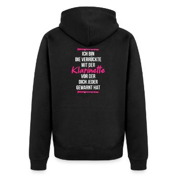 Klarinette Orchester - Unisex Premium Bio Zip Hoodie - Schwarz - Hinten - Nico (187cm)