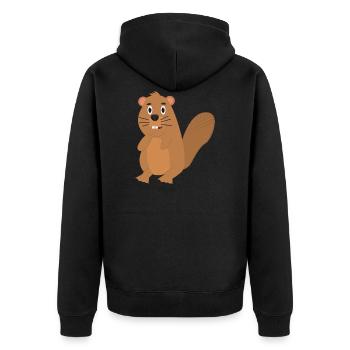 Beaver - Unisex Premium Organic Zip Hoodie - black - Back - Nico (187cm)