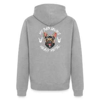 Bouledogue français - Veste à capuche bio Premium Unisexe - gris chiné - Dos - Nico (187cm)