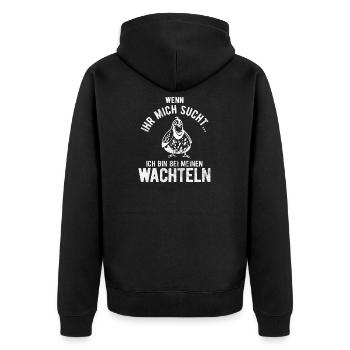 Wachtel Geschenkidee Wachteln - Unisex Premium Bio Zip Hoodie - Schwarz - Hinten - Nico (187cm)