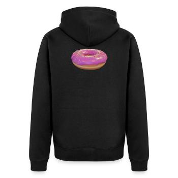 Rosa Donut mit Streuseln - Unisex Premium Bio Zip Hoodie - Schwarz - Hinten - Nico (187cm)