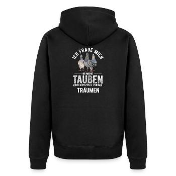 Taube Tauben Vogel - Unisex Premium Bio Zip Hoodie - Schwarz - Hinten - Nico (187cm)