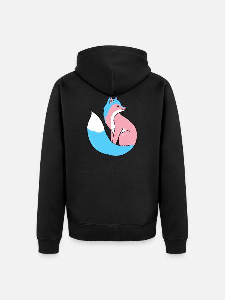 Trans Pride Fox Transgender Pride - Unisex Premium Organic Zip Hoodie - black