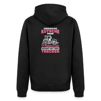Traktor Bauer - Unisex Premium Bio Zip Hoodie - Schwarz - Hinten - Nico (187cm)