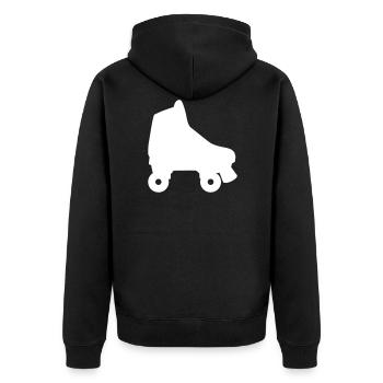 Rollschuh - Unisex Premium Bio Zip Hoodie - Schwarz - Hinten - Nico (187cm)