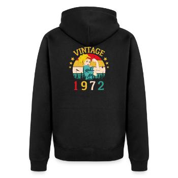 Jubiläum Retro Geschenk Vintage 1972 Vintage - Unisex Premium Bio Zip Hoodie - Schwarz - Hinten - Nico (187cm)