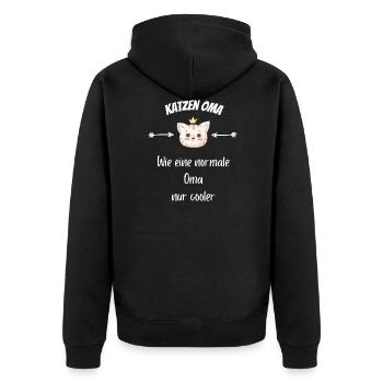 Katzen Oma Ruhestand Geschenk Lustiges Katze - Unisex Premium Bio Zip Hoodie - Schwarz - Hinten - Nico (187cm)