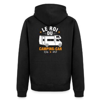 Roi du camping car - cadeau camping car humour - Veste à capuche bio Premium Unisexe - noir - Dos - Nico (187cm)