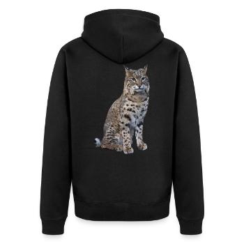 Lynx - Unisex Premium Organic Zip Hoodie - black - Back - Nico (187cm)