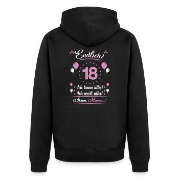 18 Geburtstag Endlich 18 - Unisex Premium Bio Zip Hoodie - Schwarz - Hinten - Nico (187cm)