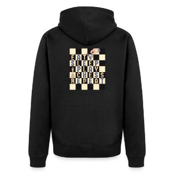 EAT SLEEP PLAY CHESS REPEAT - Chess Player - Unisex Premium Organic Zip Hoodie - black - Back - Nico (187cm)