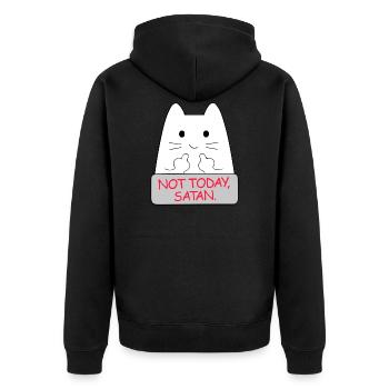 Not Today Satan Funny Cat - Unisex Premium Organic Zip Hoodie - black - Back - Nico (187cm)