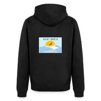 Saint Barthéleny Französische Karibik - Unisex Premium Bio Zip Hoodie - Schwarz - Hinten - Nico (187cm)