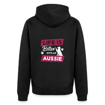 Life is Better with an Aussie - Vector Design - Unisex Premium Organic Zip Hoodie - black - Back - Nico (187cm)