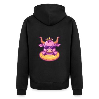 Stier Sommer Comic - Unisex Premium Bio Zip Hoodie - Schwarz - Hinten - Nico (187cm)