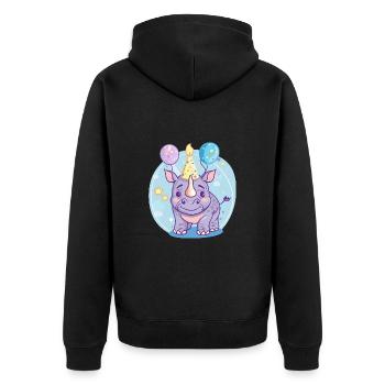 Bande dessinée d’anniversaire de rhinocéros - Veste à capuche bio Premium Unisexe - noir - Dos - Nico (187cm)