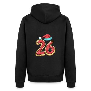 26 Zahl Weihnachten - Unisex Premium Bio Zip Hoodie - Schwarz - Hinten - Nico (187cm)