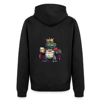 Alligator Bier Lustig - Unisex Premium Bio Zip Hoodie - Schwarz - Hinten - Nico (187cm)